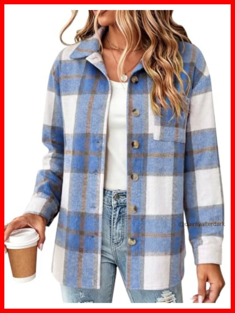 Flannel Shacket Plaid Button Down Long Sleeve Shirt Jacket